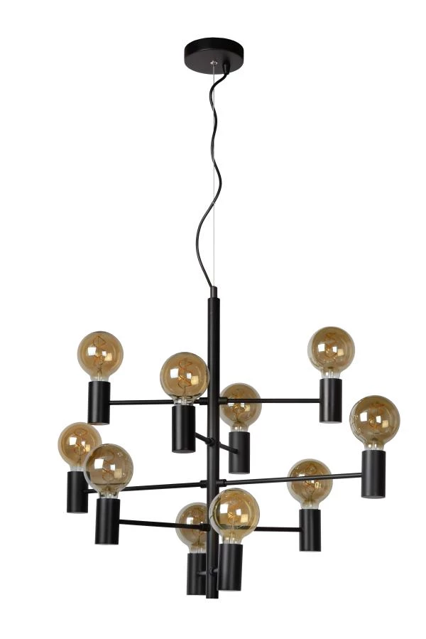 Lucide LEANNE - Hanglamp - Ø 65 cm - 10xE27 - Zwart - uitgezet